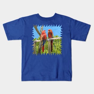 Scarlet Macaw Parrots Perching Kids T-Shirt